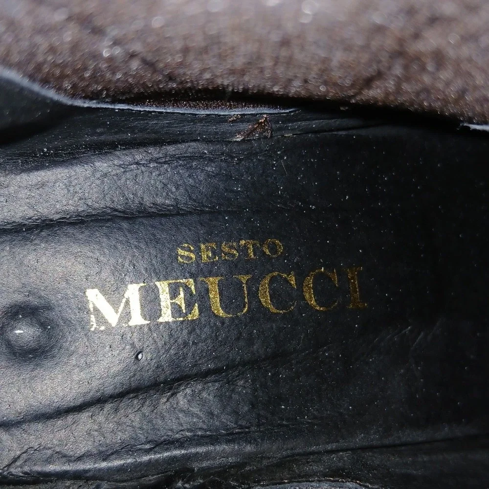 Sesto‎ Meucci Womens Sz 6M Brown Snakeskin Embossed Genuine Leather Ankle Boots